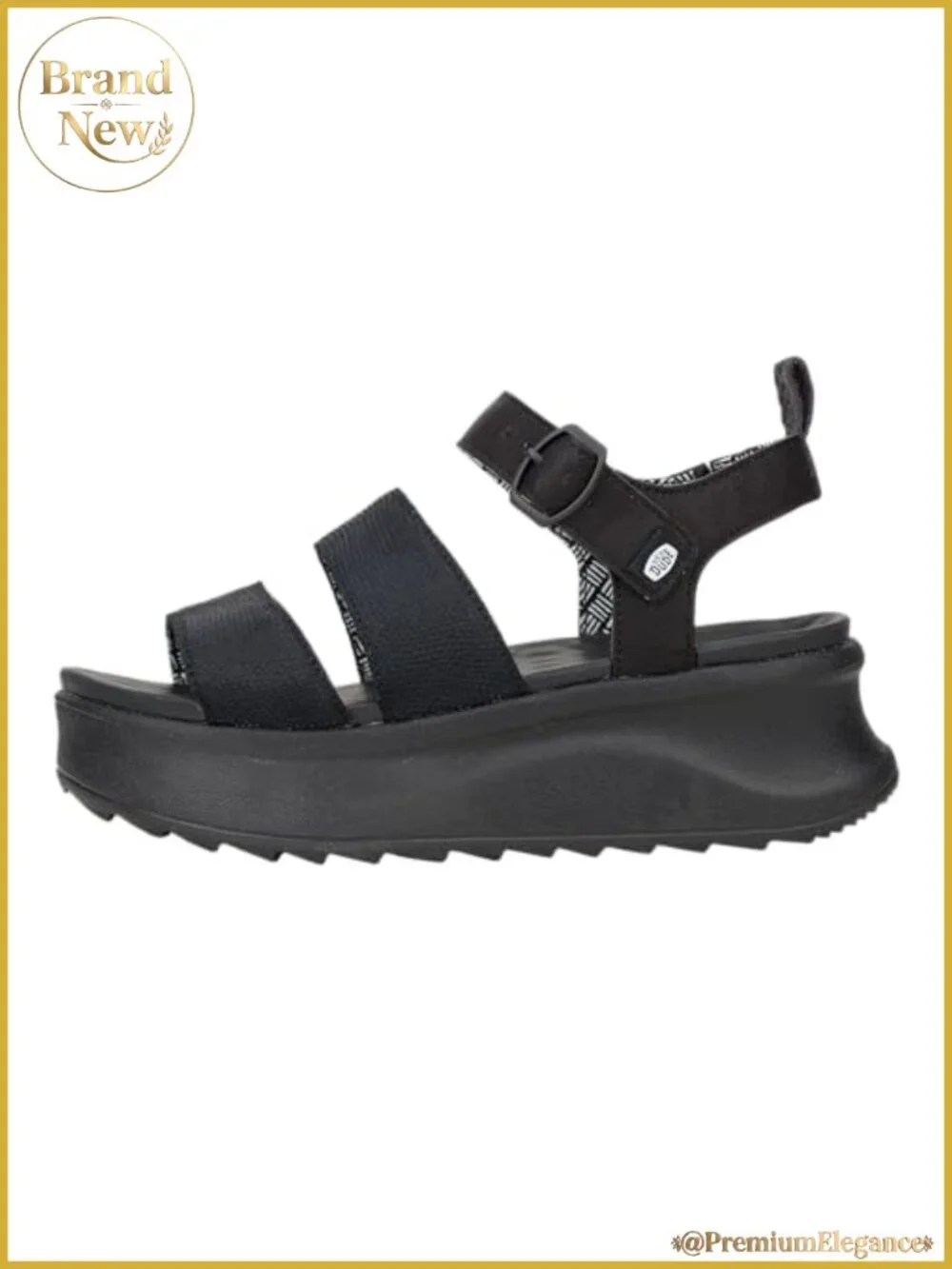 Platform Buckle Sandal Synthetic Upper Adjustable Buckle Stretch Panel Casual